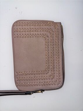 Antik Kraft Boho Braided Vegan Leather Zip-Around Wristlet Wallet - Mauve Pink